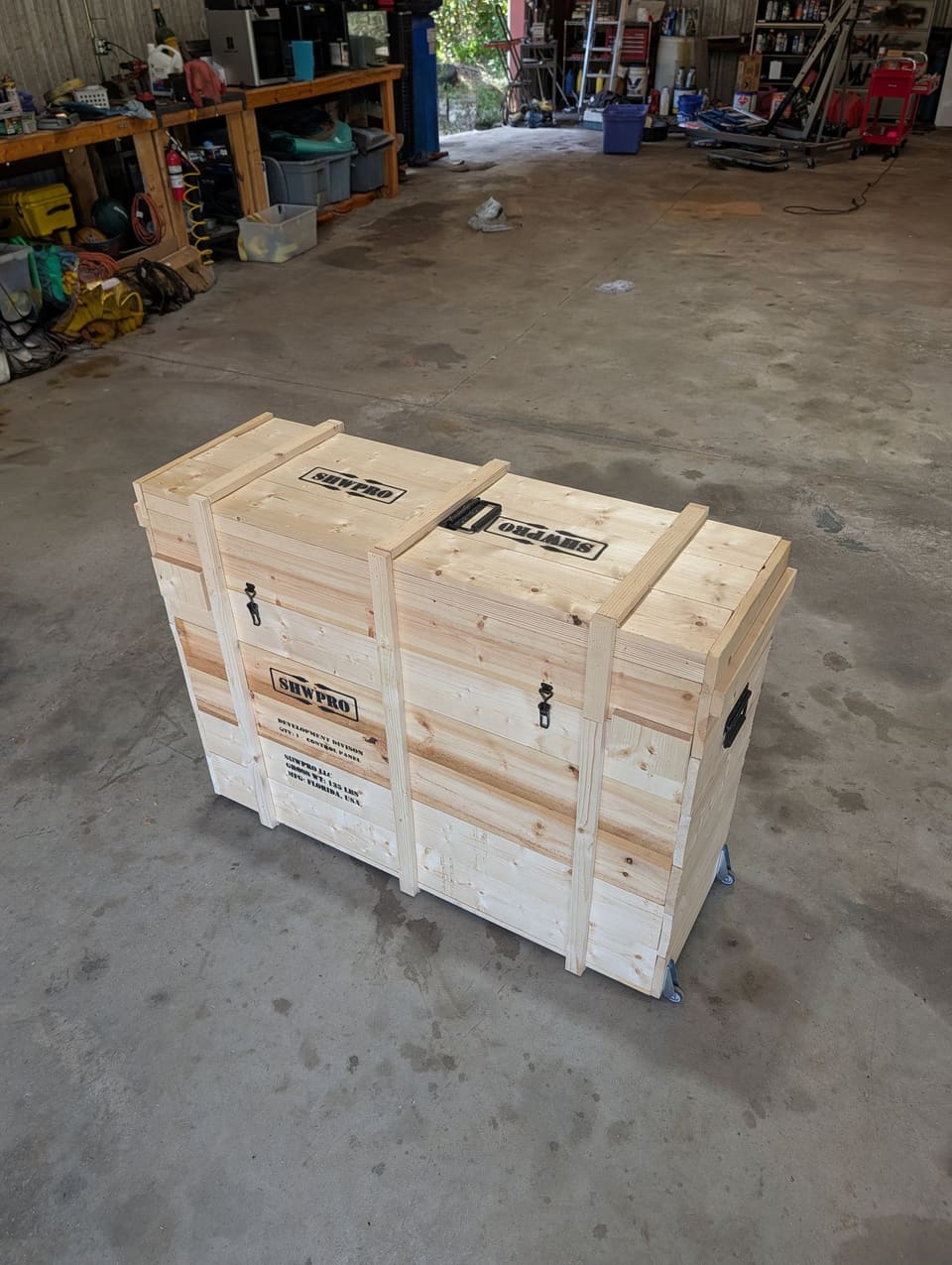 Control Station packed in its custom wooden crate