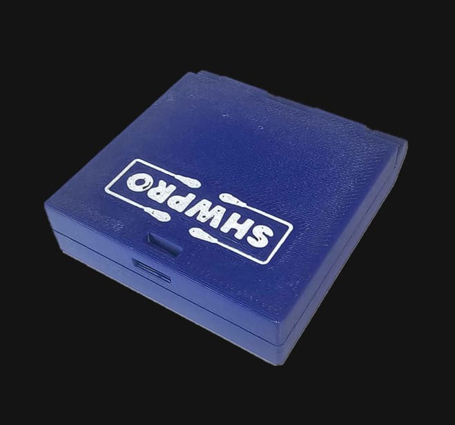 Blue LC Cap Case closed with the SHWPRO logo